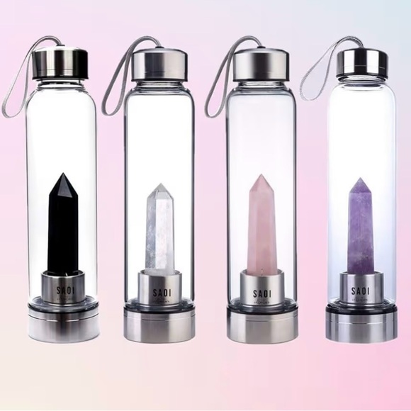 Amethyst Crystal Infused Water Bottle - Pink & Purple - Picture 3 of 7